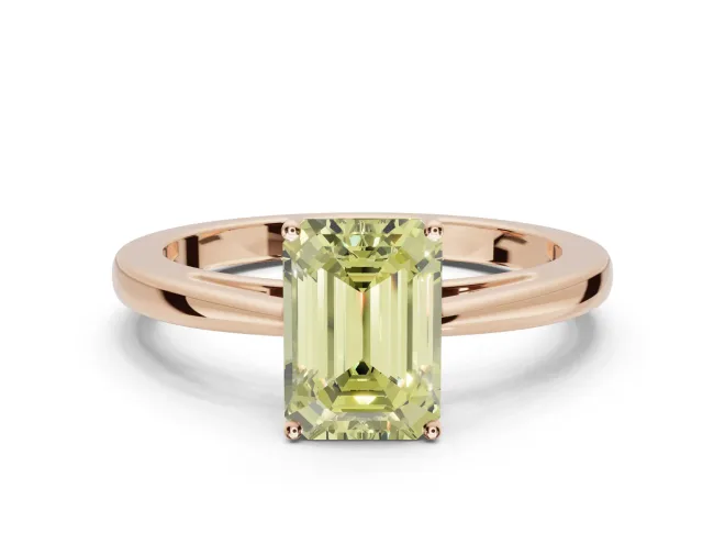Emerald Cut Cathedral Engagement Ring Setting for a Fancy Yellow Lab-Grown Diamond | Rose Gold - Design NV-24626