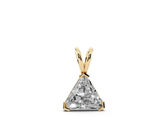 Trillion Lab-Grown Diamond Solitaire Pendant Necklace | V-Tip Corners | Yellow Gold