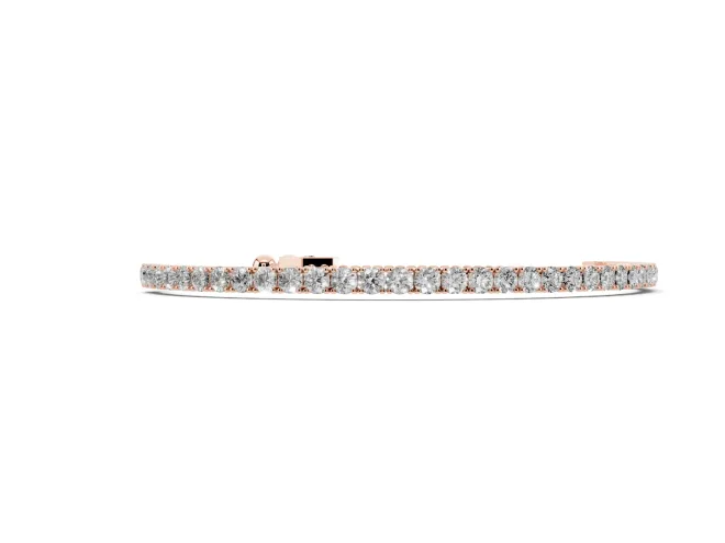 Round Lab-Grown Diamond Tennis Bracelet | Corner Prong Settings | Rose Gold