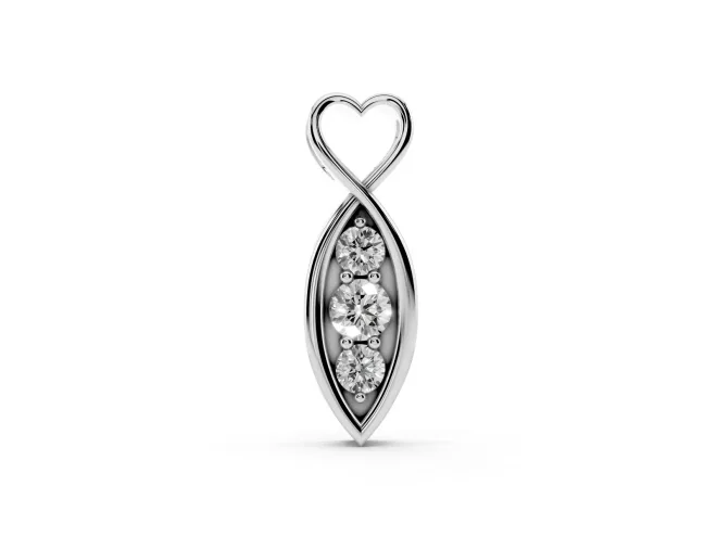 Round Lab-Grown Diamond Infinity Heart Pendant Necklace | Vertical Stone Row | White Gold