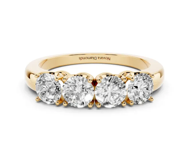 Round Lab-Grown Diamond Four-Stone Wedding Band | Individual Prong Heads | Yellow Gold