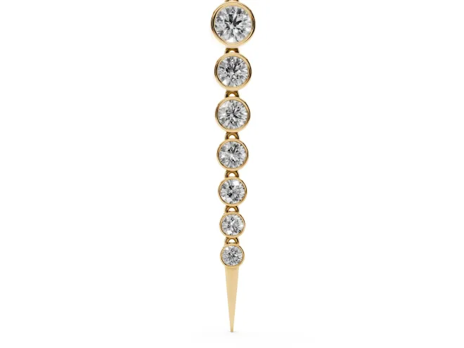 Round Lab-Grown Diamond Graduated Bezel Drop Necklace | Tapered Spike Tip | Yellow Gold
