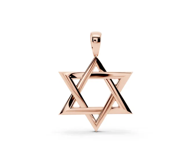 Interlaced Star of David Pendant Necklace | Bevelled Edges | Rose Gold