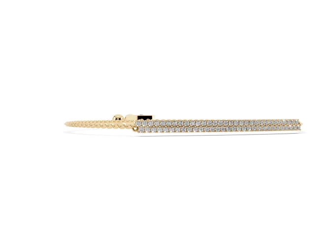 Round Lab-Grown Diamond Pavé Bar Slider Bracelet | Double Row | Yellow Gold