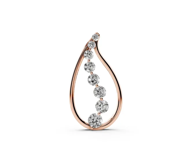 Round Lab-Grown Diamond Graduated Cascading Teardrop Pendant Necklace | Open Frame | Rose Gold