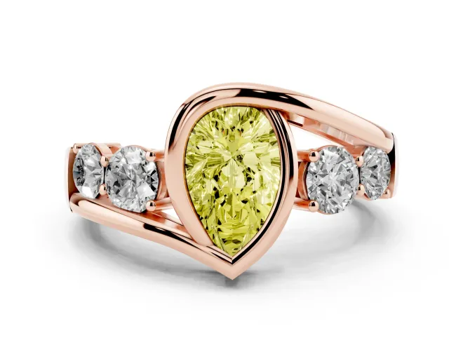 Pear-Shaped Bezel Bypass Engagement Ring Setting for a Fancy Yellow Lab-Grown Diamond | Rose Gold