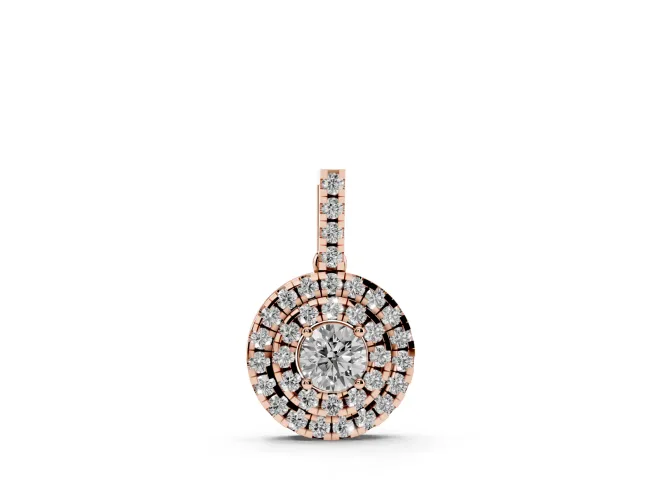 Round Lab-Grown Diamond Pavé Cluster Pendant Necklace | Stone-Set Bail | Rose Gold