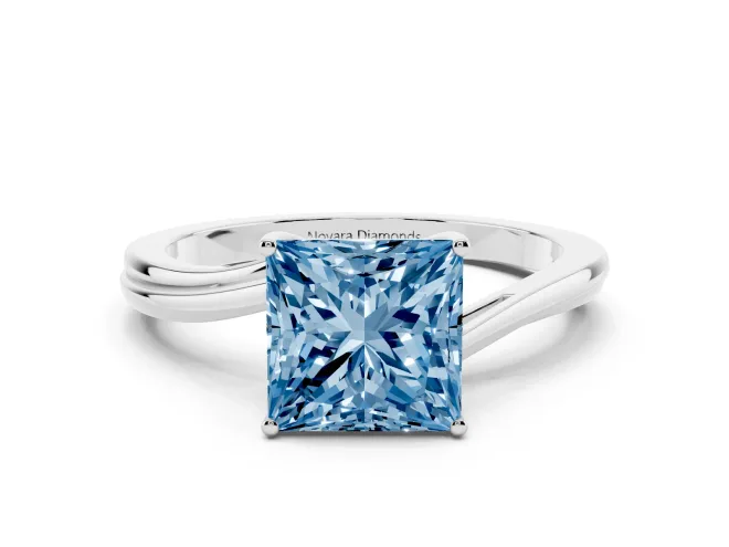 Princess Cut Bypass Solitaire Engagement Ring Setting for a Fancy Blue Lab-Grown Diamond | White Gold