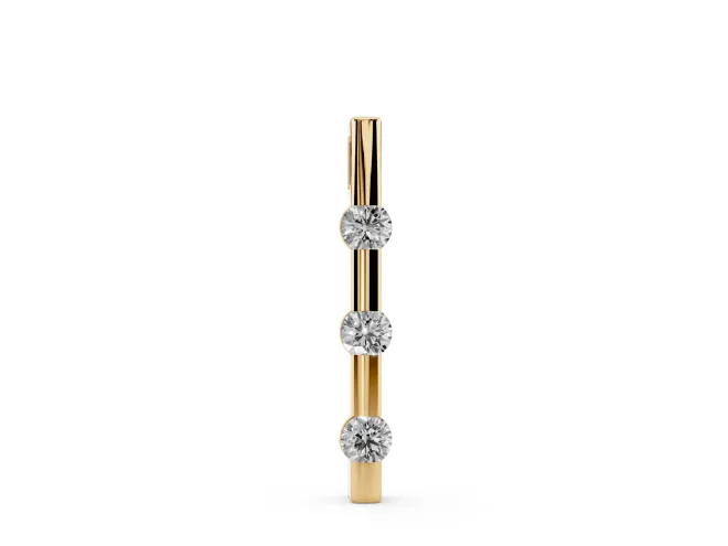 Round Lab-Grown Diamond Three-Stone Vertical Bar Pendant Necklace | Evenly Spaced | Yellow Gold