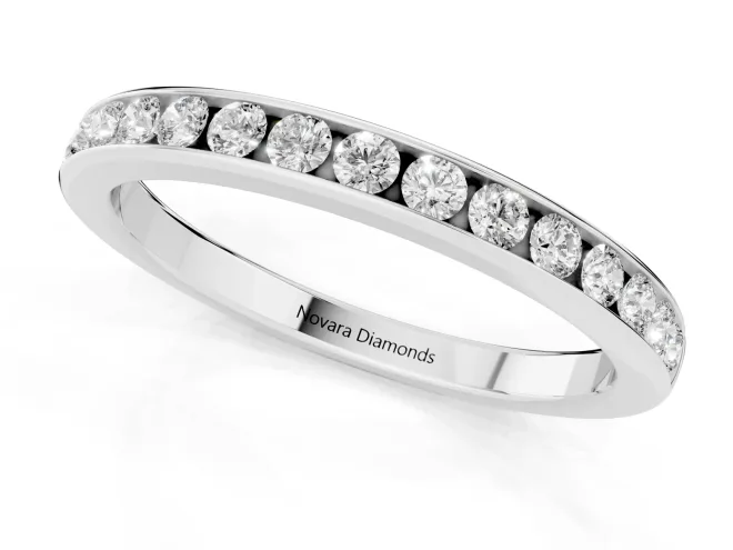 Round Diamond Wedding Eternity Band Set in Platinum with Channel Setting – second view