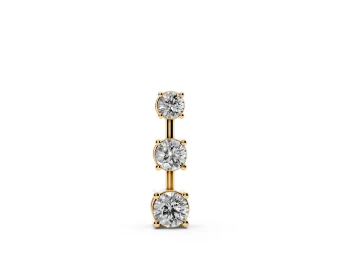 Round Lab-Grown Diamond Graduated Triple Bar Pendant Necklace | Prong Set | Yellow Gold