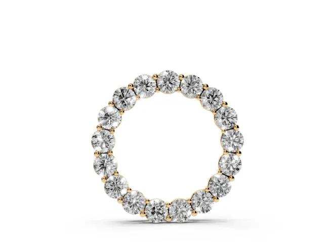 Round Lab-Grown Diamond Circle Pendant Necklace | Larger Stones | Yellow Gold