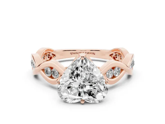 Heart-Shaped Twisted Infinity Engagement Ring Setting | Accented Strands | Rose Gold