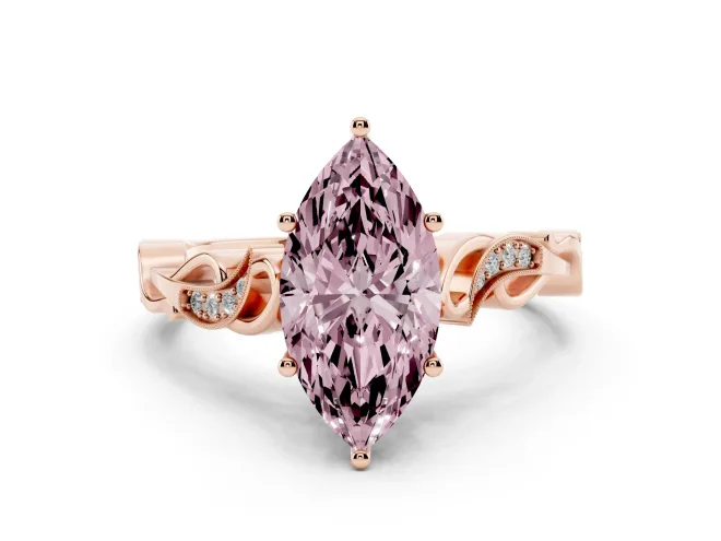Marquise Vine Engagement Ring Setting for a Fancy Pink Lab-Grown Diamond | Rose Gold