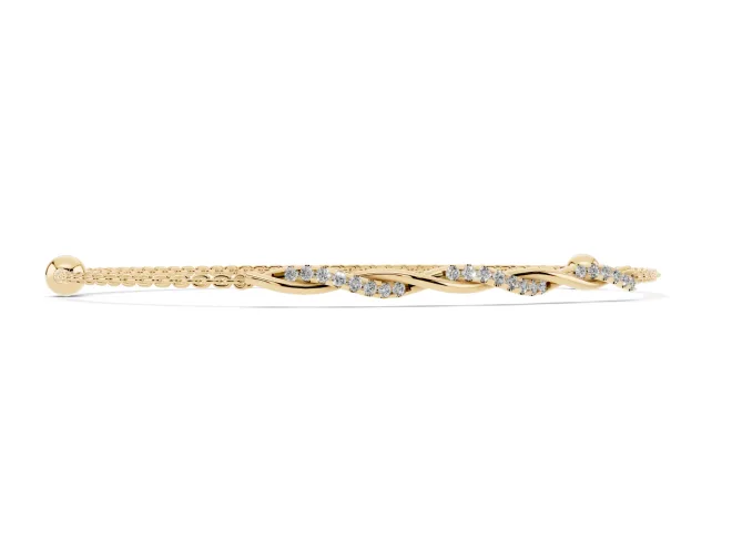 Round Lab-Grown Diamond Twisted Cable Chain Bracelet | Prong-Set Strands | Yellow Gold