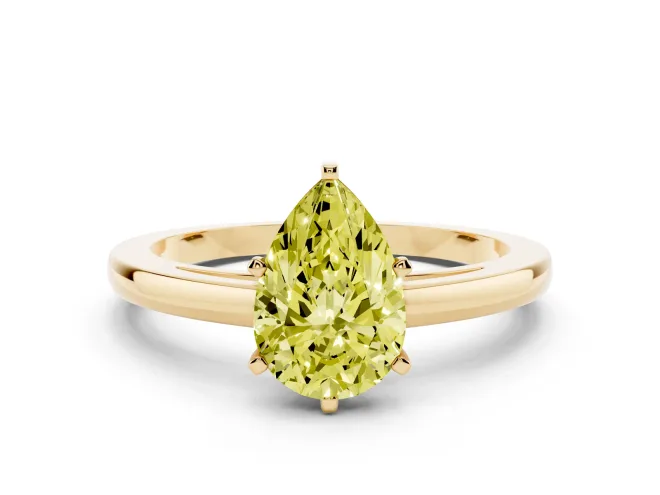 Pear-Shaped Plain Engagement Ring Setting for a Fancy Yellow Lab-Grown Diamond | Yellow Gold