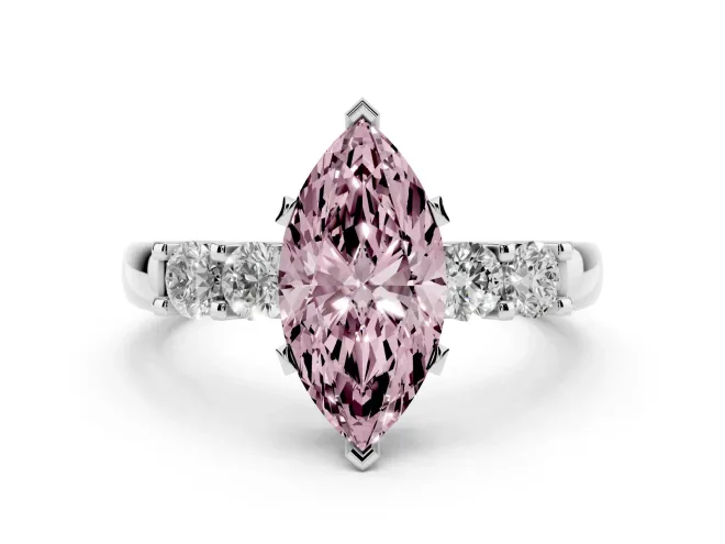 Marquise Five Stone Engagement Ring Setting for a Fancy Pink Lab-Grown Diamond | White Gold