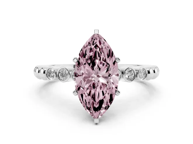Marquise Beaded Solitaire Engagement Ring Setting for a Fancy Pink Lab-Grown Diamond | Platinum