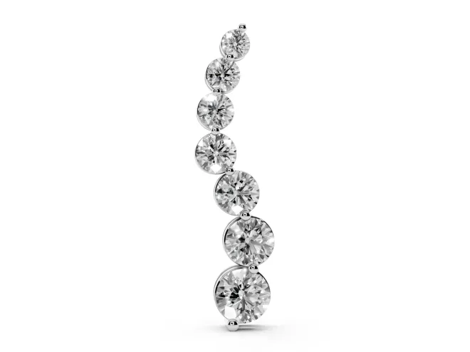 Round Lab-Grown Diamond Graduated S-Line Pendant Necklace | Shared Prongs | Sterling Silver