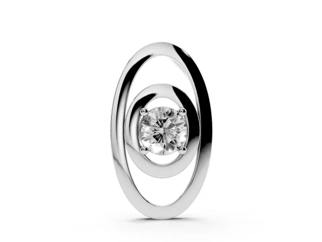 Round Lab-Grown Diamond Solitaire Pendant Necklace | Double Oval Frame | White Gold