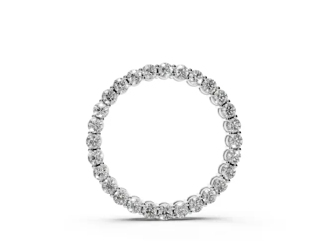 Round Lab-Grown Diamond Small Eternity Circle Pendant Necklace | Prong Set | White Gold