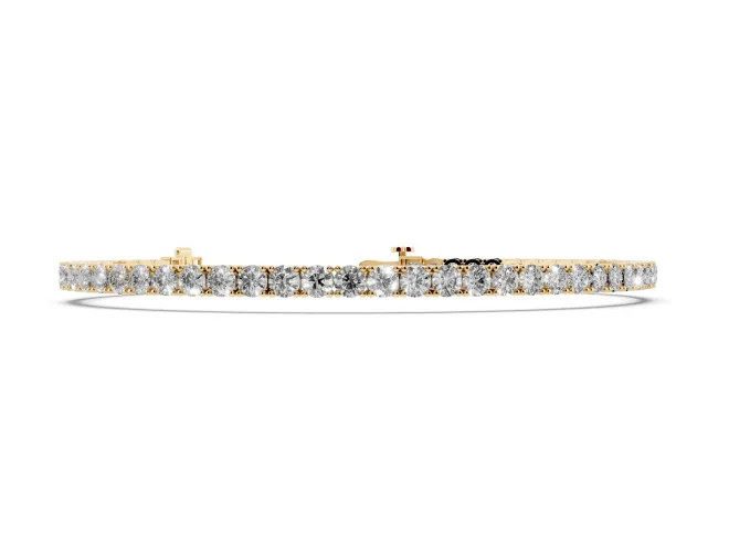 Round Lab-Grown Diamond Slim Tennis Bracelet | Box Clasp with Safety Latch | Yellow Gold