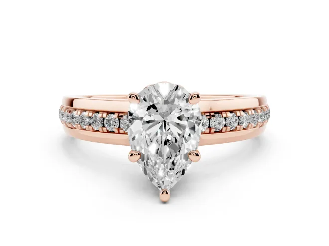 Pear-Shaped Channel Set Solitaire Engagement Ring Setting | Rope Collar Head | Rose Gold