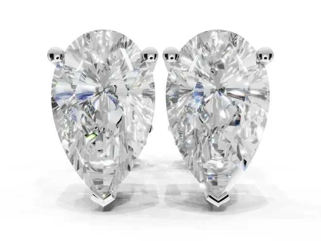 Oval Lab-Grown Diamond Solitaire Basket Stud Earrings | Open Gallery | Sterling Silver