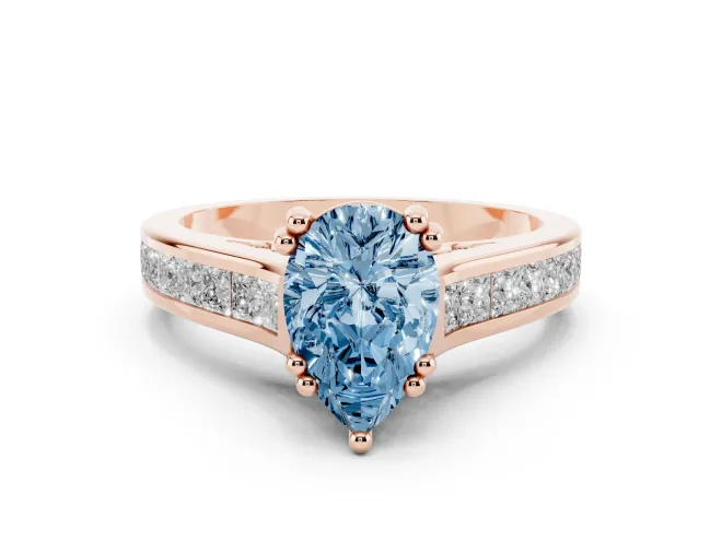 Pear-Shaped Channel Engagement Ring Setting for a Fancy Blue Lab-Grown Diamond | Rose Gold - Design NV-24671