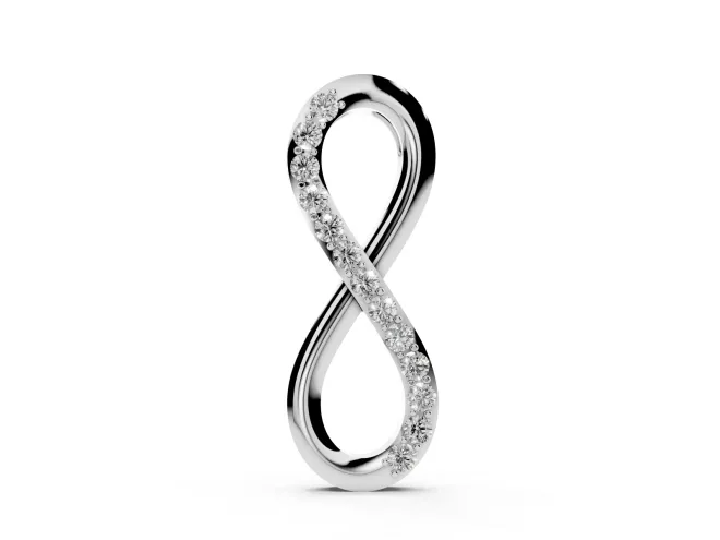 Round Lab-Grown Diamond Pavé Infinity Pendant Necklace | Single Pavé Strand | White Gold