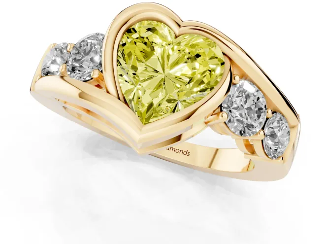 Heart-Shaped Bezel Bypass Engagement Ring Setting for a Fancy Yellow Lab-Grown Diamond | Yellow Gold – second view