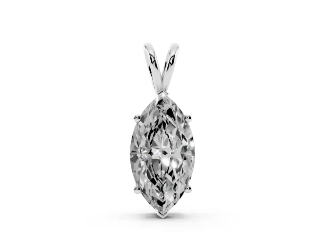 Marquise Lab-Grown Diamond Solitaire Pendant Necklace | V Split Bail | Sterling Silver
