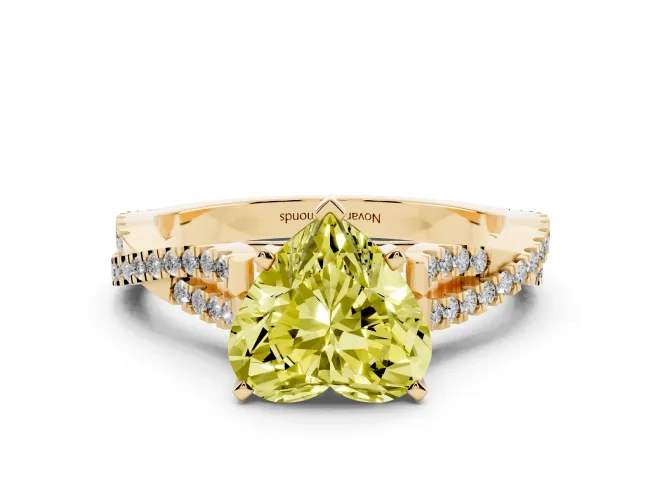 Heart-Shaped Twisted Engagement Ring Setting for a Fancy Yellow Lab-Grown Diamond | Yellow Gold