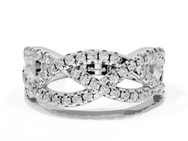 Round Lab-Grown Diamond Braided Pavé Wedding Band | Open Braid | Sterling Silver