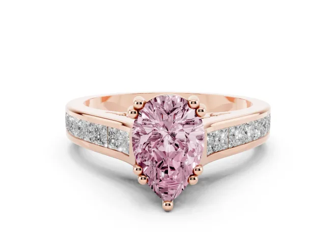 Pear-Shaped Channel Engagement Ring Setting for a Fancy Pink Lab-Grown Diamond | Rose Gold - Design NV-24671