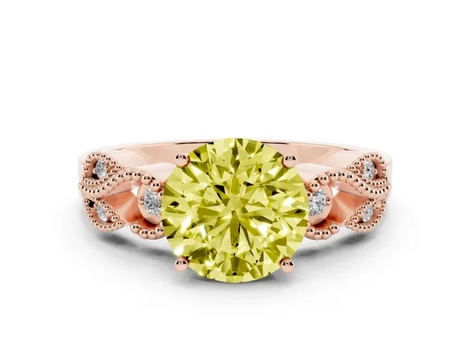 Round Vintage Engagement Ring Setting for a Fancy Yellow Lab-Grown Diamond | Rose Gold