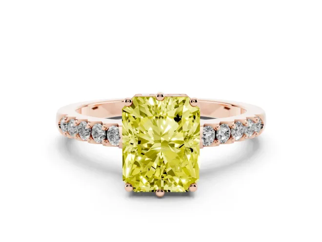 Radiant Cut Engagement Ring Setting for a Fancy Yellow Lab-Grown Diamond | Rose Gold - Design NV-24649