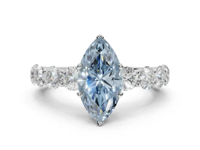 Marquise Engagement Ring Setting for a Fancy Blue Lab-Grown Diamond | Sterling Silver - Design NV-24455