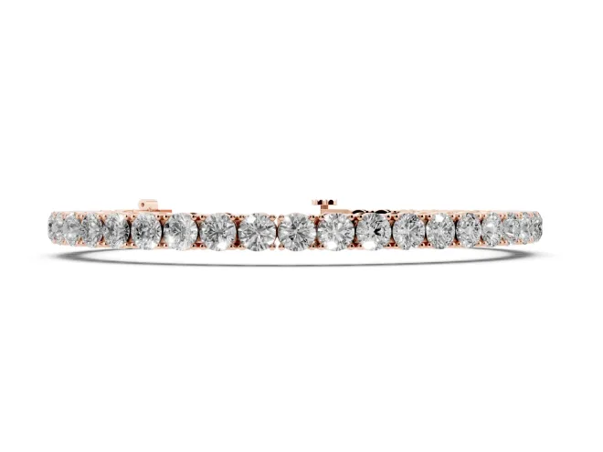 Round Lab-Grown Diamond In-Line Tennis Bracelet | Shared Prongs | Rose Gold