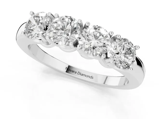 Four-Stone Round Diamond Band Set in Platinum with Prong Setting – second view