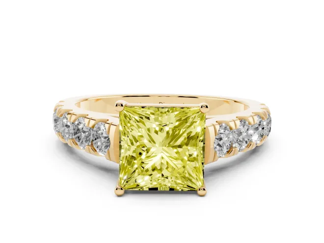 Princess Cut Engagement Ring Setting for a Fancy Yellow Lab-Grown Diamond | Yellow Gold - Design NV-24643