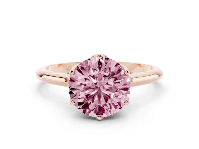 Round Cathedral Solitaire Engagement Ring Setting for a Fancy Pink Lab-Grown Diamond | Tulip Gallery | Rose Gold