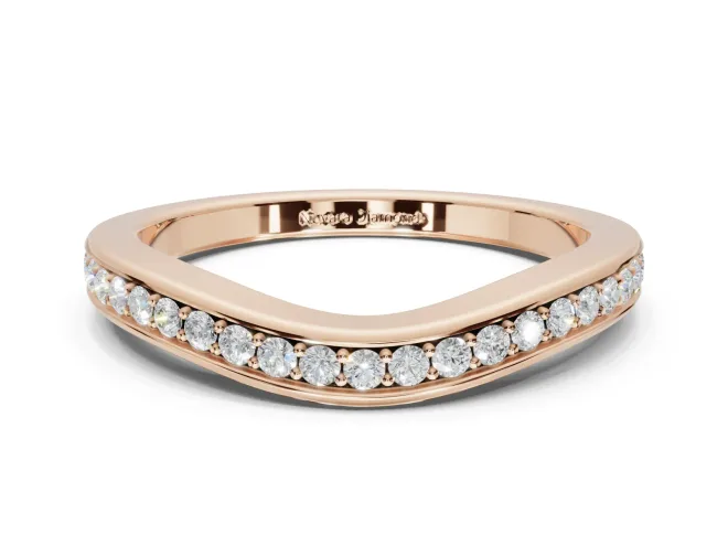 Round Lab-Grown Diamond Contoured Pavé Wedding Band | Smooth Polished Edges | Rose Gold