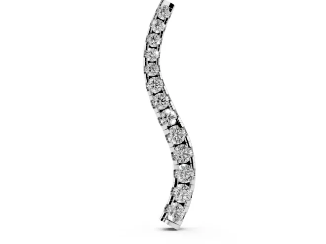 Round Lab-Grown Diamond Graduated S-Wave Pendant Necklace | Shared Prong Row | White Gold