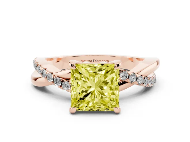 Princess Cut Twist Engagement Ring Setting for a Fancy Yellow Lab-Grown Diamond | Rose Gold