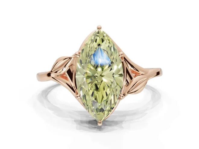 Marquise Bypass Solitaire Engagement Ring Setting for a Fancy Yellow Lab-Grown Diamond | Rose Gold