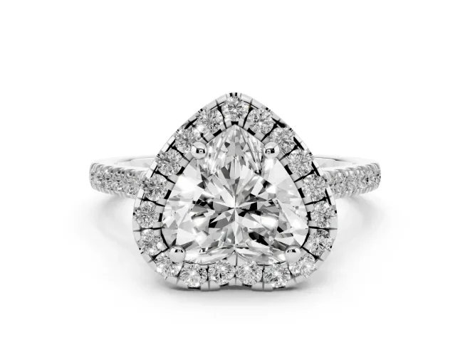 Heart-Shaped Halo Engagement Ring Setting | Tapered Band | White Gold