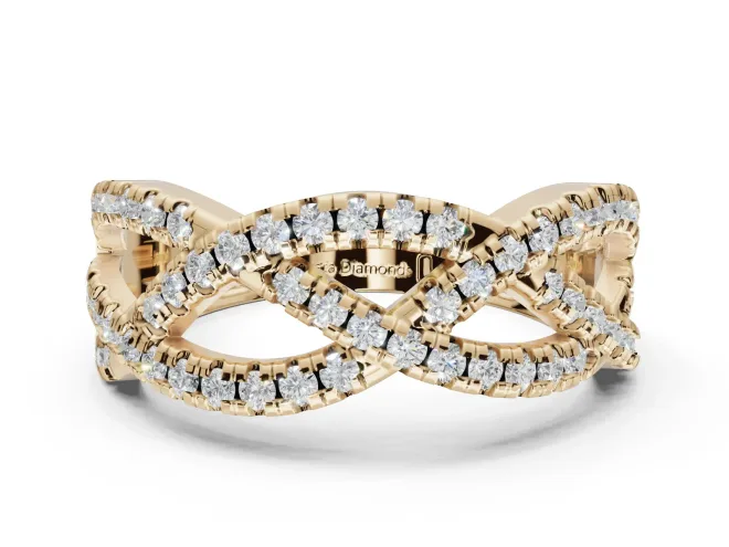Round Lab-Grown Diamond Braided Pavé Wedding Band | Open Braid | Yellow Gold