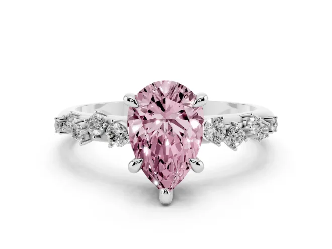 Pear-Shaped Graduated Engagement Ring Setting for a Fancy Pink Lab-Grown Diamond | Sterling Silver