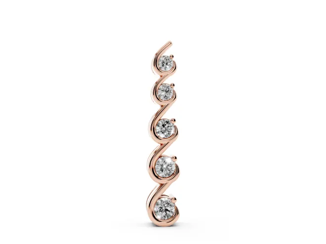 Round Lab-Grown Diamond S-Curve Wire Pendant Necklace | Prong Set | Rose Gold